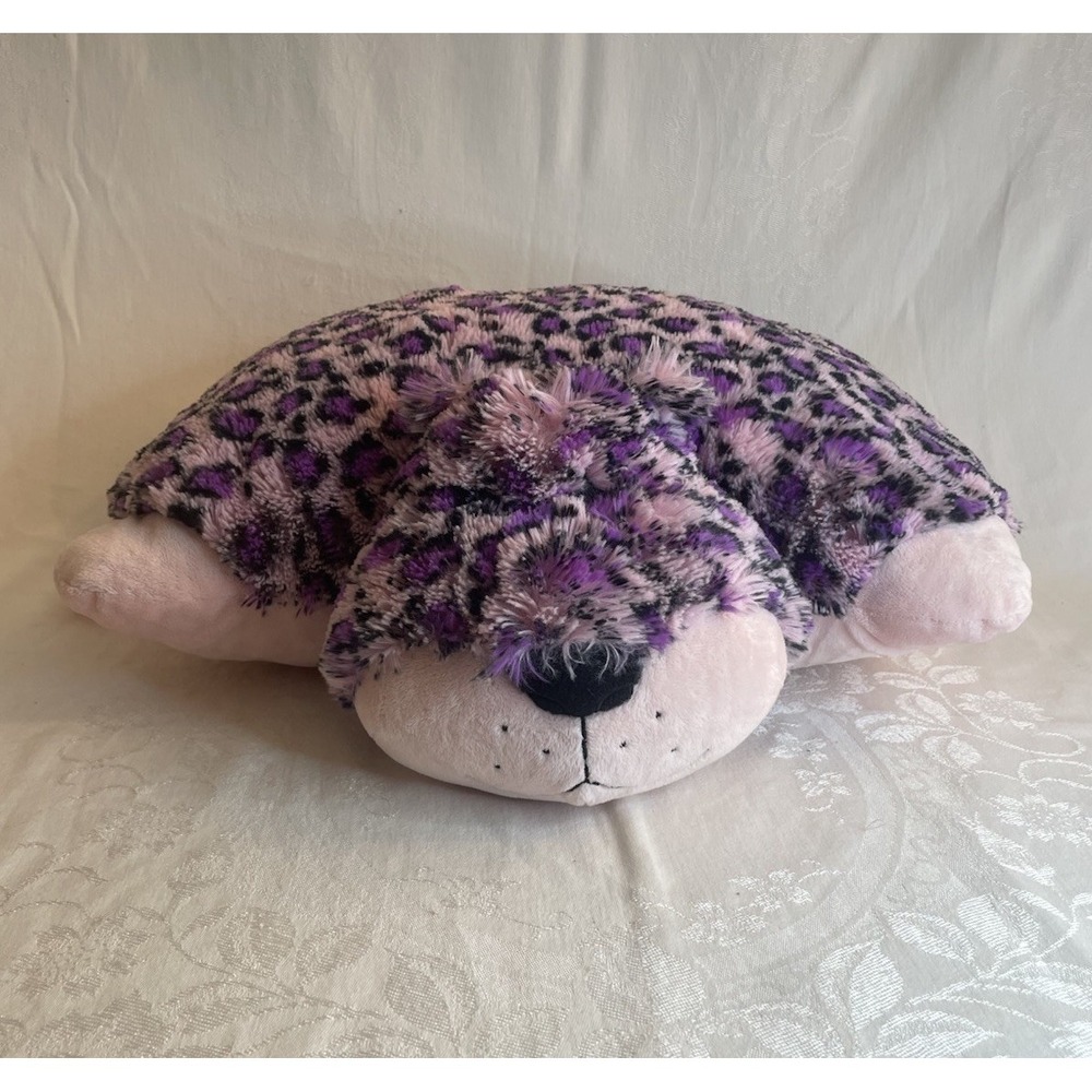 Rare Retired Pillow Pets Signature Lulu Leopard Purple Pillow Pet Stuffed Animal